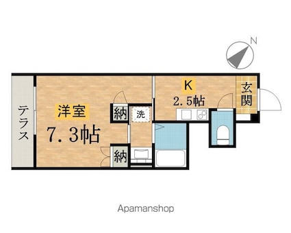 東京都八王子市小宮町[1K/25.69m2]の間取図