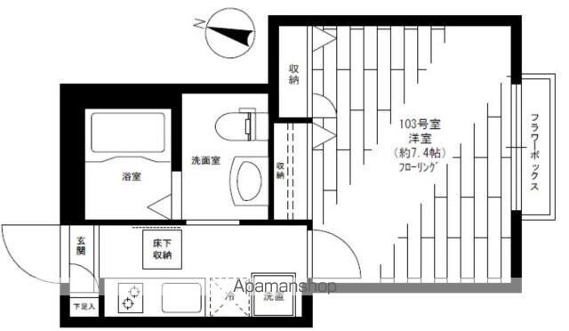東京都世田谷区上馬５丁目[1K/25.02m2]の間取図