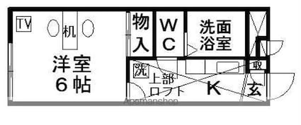 レオパレスサンクォーレ[1K/19.87m2]の間取図