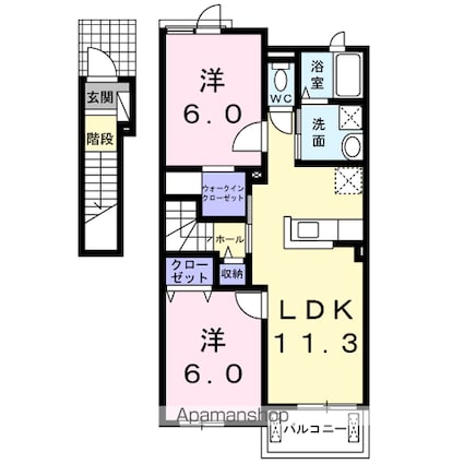 プラシードⅠ[2LDK/58.21m2]の間取図