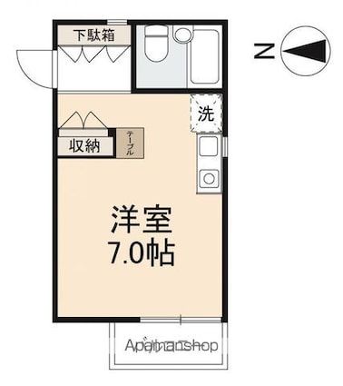 パークサイドＫ[1R/21.5m2]の間取図