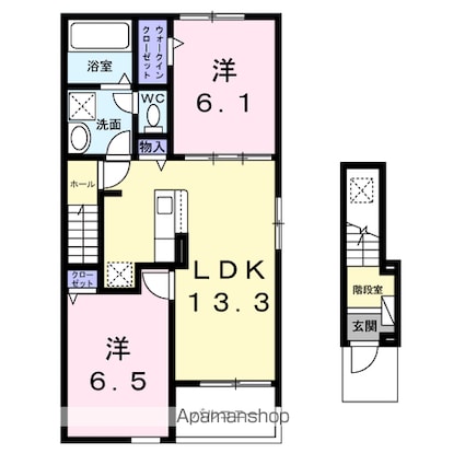 リヴェール竜王[2LDK/59.58m2]の間取図