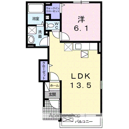 岐阜県岐阜市岩滝西１丁目[1LDK/44.75m2]の間取図