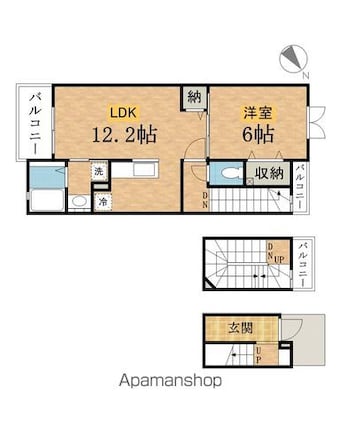 ムーンダスト・ガーデン[1LDK/53.33m2]の間取図