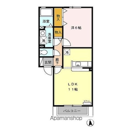 ウィルモア真岡　Ｂ[1LDK/41.26m2]の間取図