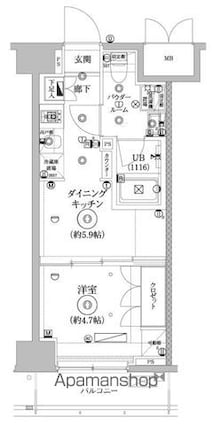 セジョリ墨田ＥＡＳＴⅢ[1DK/26.4m2]の間取図