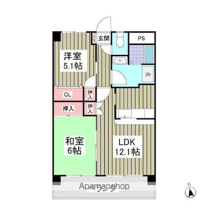 壽ビル[2LDK/55.62m2]の間取図