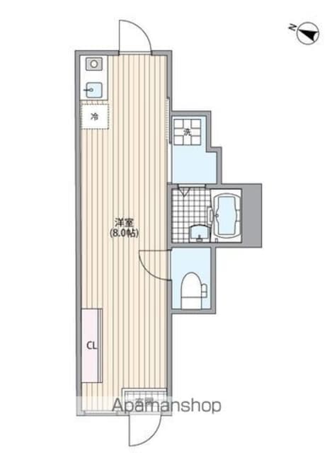 マーレ弦巻[1R/18.28m2]の間取図