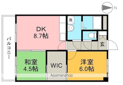 高知県高知市鴨部１丁目[2DK/47.56m2]の間取図