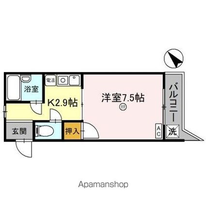 リバーハイツ豊岡[1K/24.64m2]の間取図