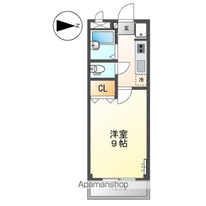 サンコートＦ[1K/24.9m2]の間取図