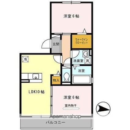 和歌山県和歌山市杭ノ瀬[2LDK/52.3m2]の間取図