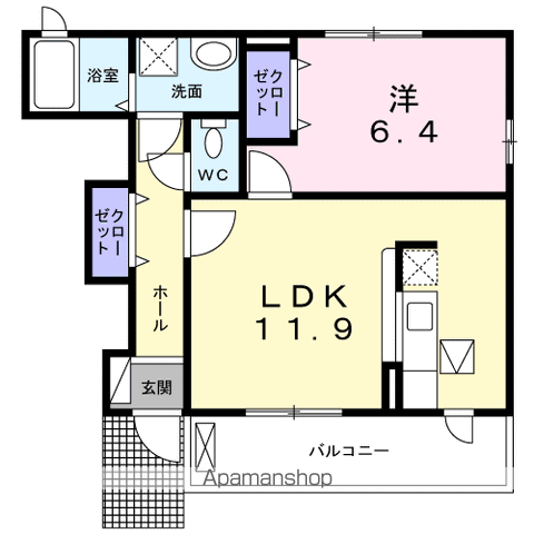 アルバ・ルーチェ 102 ｜ 栃木県小山市大字間々田1355-6（賃貸アパート1LDK・1階・45.12㎡） その2