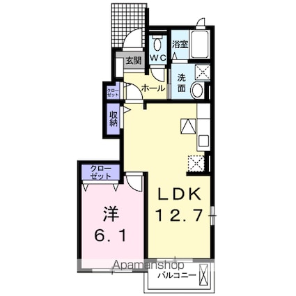 長野県伊那市西箕輪[1LDK/45.65m2]の間取図