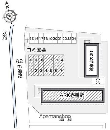 レオパレスＡＲＫ壱番館[1K/20.28m2]の配置図