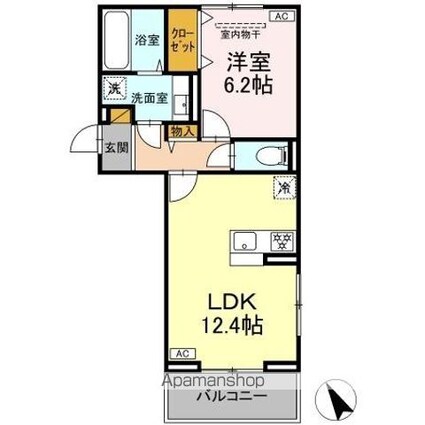 Ｎ・ＤーＲＯＯＭ　ＩＩＤＡＣＨＯＵ　Ａ棟[1LDK/45.43m2]の間取図
