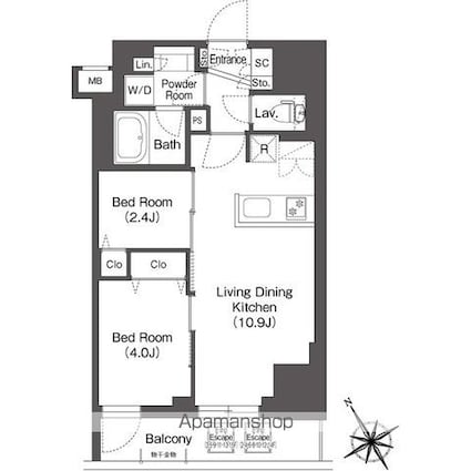 ＢｌｕＲｏｃｋ後楽園　[2LDK/40.48m2]の間取図