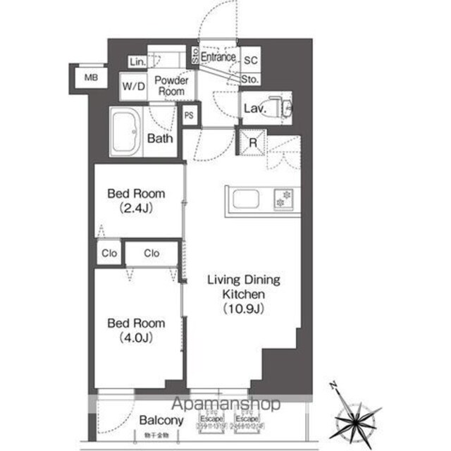 ＢｌｕＲｏｃｋ後楽園　[2LDK/40.48m2]の間取図