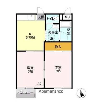 コーポつかま　Ａ[2K/34.99m2]の間取図