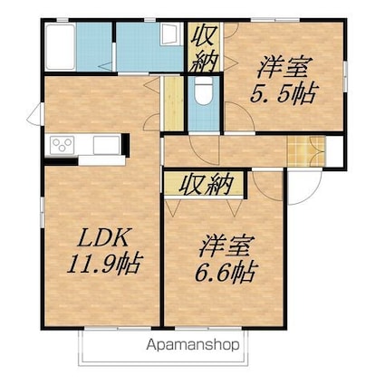 ウェルメイド壱番館[2LDK/54.57m2]の間取図