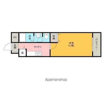 レジデンス[1K/28.64m2]の間取図