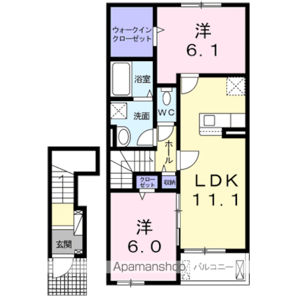 リヴァーサ・６６２[2LDK/58.64m2]の間取図