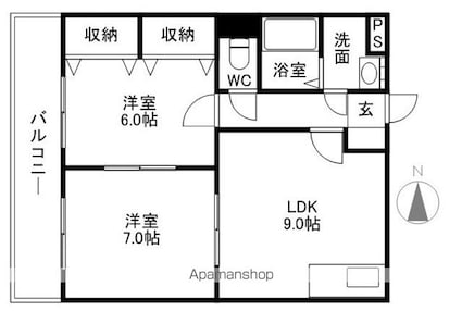 アルファ中曽根[2DK/52.44m2]の間取図