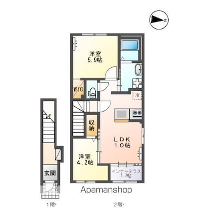 Ｌｅ　Ｌｉｅｎ（ル　リアン）[2LDK/53.8m2]の間取図