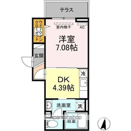 アナシエ徳丸[1K/30.58m2]の間取図