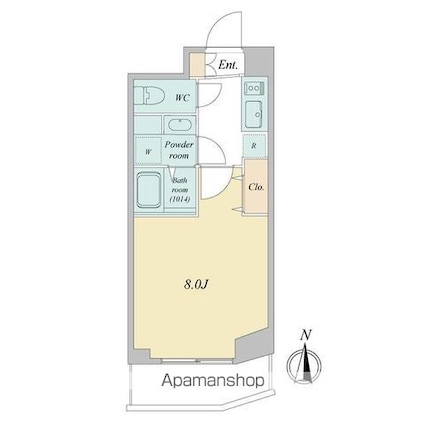 プライマル武蔵関[1K/25.74m2]の間取図