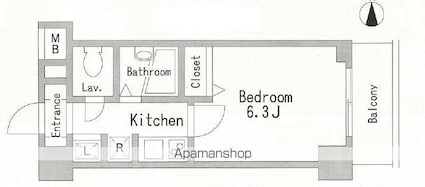 レジディア上落合[1K/23.5m2]の間取図