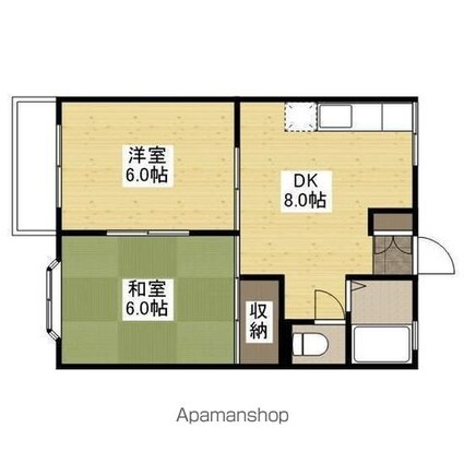 ヴェルジェ[2DK/39.74m2]の間取図
