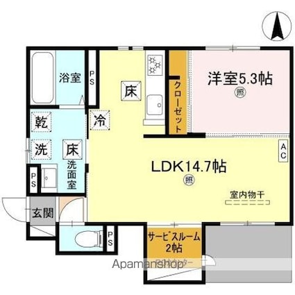 ソラーナ小松原[1LDK/50.83m2]の間取図