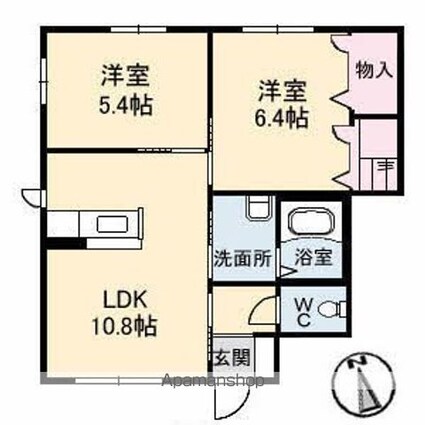 広島県廿日市市大野字鯛ノ原[2LDK/51.12m2]の間取図