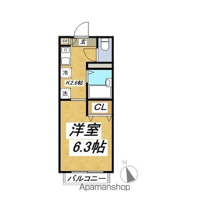 Ｓフラット[1K/20.79m2]の間取図