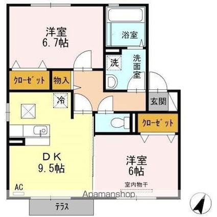 ヴィラ　ナカミチ[2DK/55.44m2]の間取図