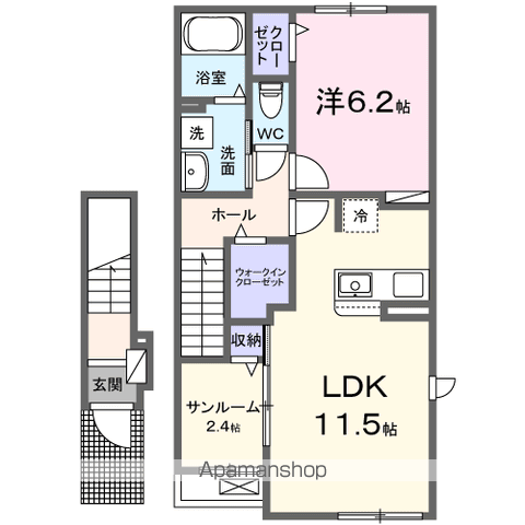 【ホワイトルーム恩地の間取り】