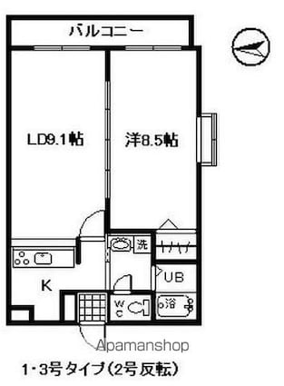 コリーヌ鷹子[1LDK/44.25m2]の間取図