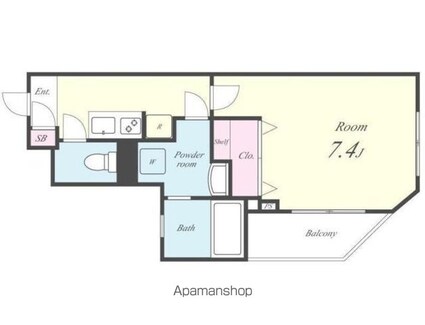 グランディール門前仲町[1K/26.95m2]の間取図