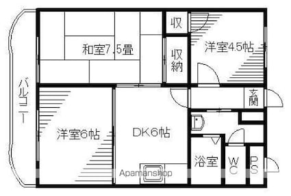 宮城県仙台市青葉区通町２丁目[3DK/51.03m2]の間取図