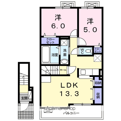 【調布市深大寺北町のアパートの間取り】