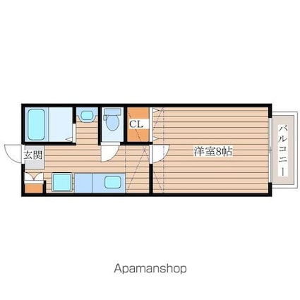 サンヒルズ国見四番館[1K/26.91m2]の間取図