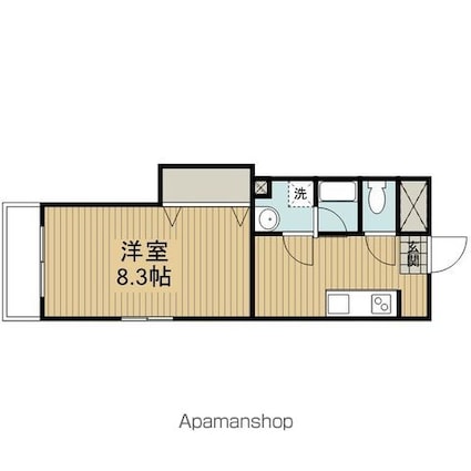 ガーデンハイム樗　２番館[1K/29.7m2]の間取図