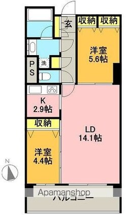 東京都杉並区高井戸東３丁目[2LDK/61.43m2]の間取図