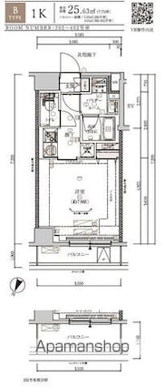 東京都板橋区赤塚２丁目[1K/25.63m2]の間取図