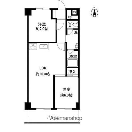 メゾンドール[2LDK/61.6m2]の間取図