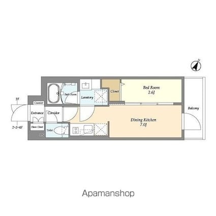 グランカーサ千駄木[1DK/25.09m2]の間取図