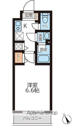 ミュプレ吉祥寺[1K/21m2]の間取図