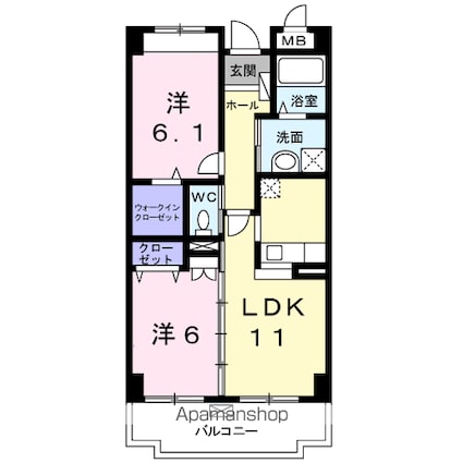 サン　フォレスト　ヴィラ[2LDK/57.52m2]の間取図