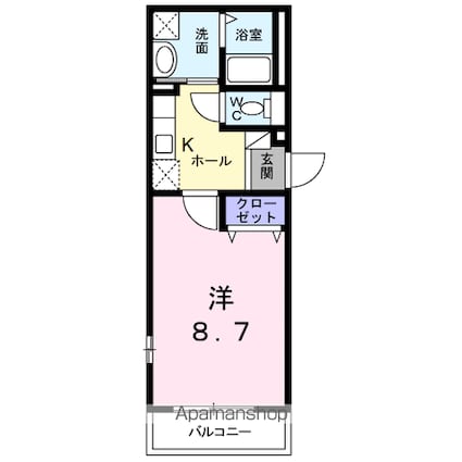 エピナール津田[1K/28.98m2]の間取図
